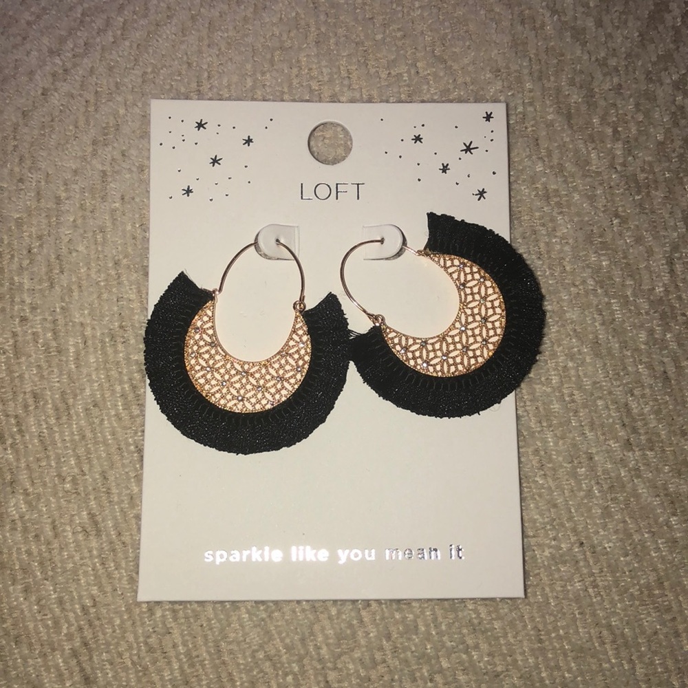 Loft  Gold & Black Fringe Earrings